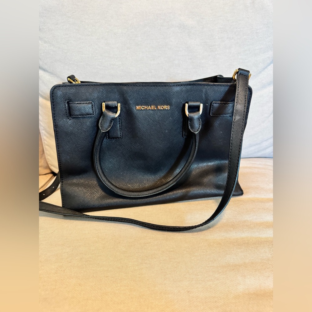 Michael Kors Black Satchel with Gold Accents
